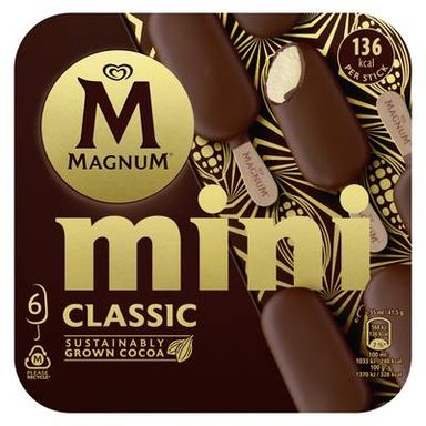 Magnum Mini Mini Bâtonnets Glacés Classic, 6 bâtonnets - 249g