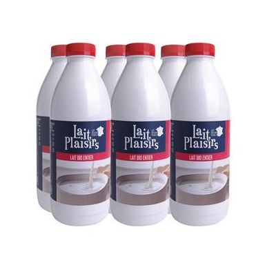 Lait Plaisirs Lait entier bio, Lot de 6x1L