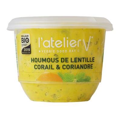 L'Atelier V Houmous de Lentille Corail et Coriandre Bio, 150g