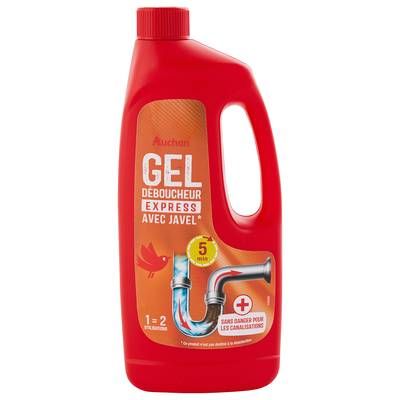 Auchan Gel déboucheur express avec javel, 1L