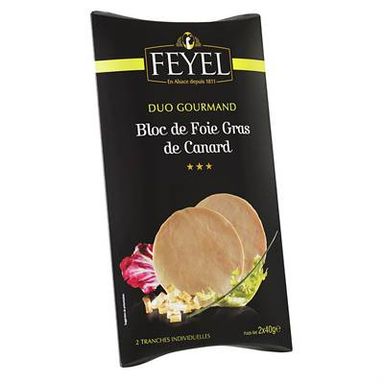 Feyel Duo Gourmand, Bloc de foie gras de canard, 2 tranches - 80g