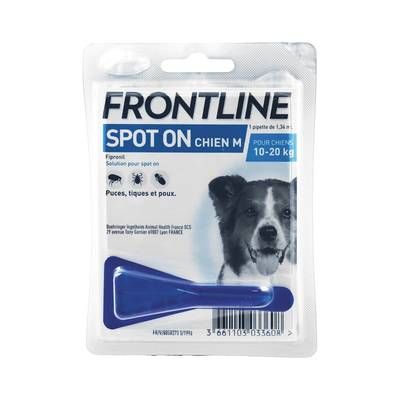 Frontline Pipette anti-tiques et anti-puces Spot On taille M pour chien moyen, 1 pièce