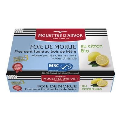 Les Mouettes d'Arvor Foie de Morue MSC au Citron Bio, 120G