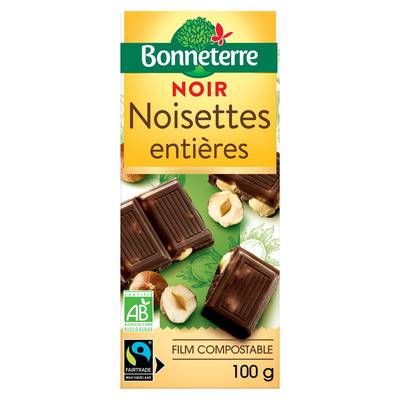Bonneterre Chocolat Noir noisettes bio, 100g