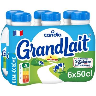 Candia Lait 1/2 écrémé Grandlait, 6x50cl
