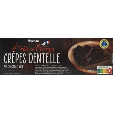 Auchan Terroir Crêpes dentelle au chocolat noir, 100g