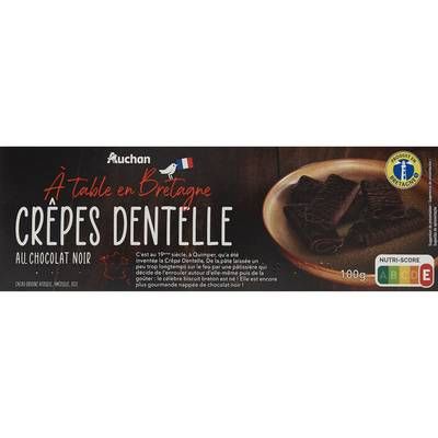 Auchan Terroir Crêpes dentelle au chocolat noir, 100g