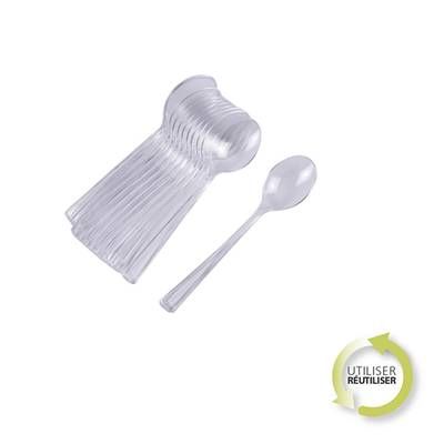 Homea Petite cuillère réutilisable transparente, 12  petite cuillères