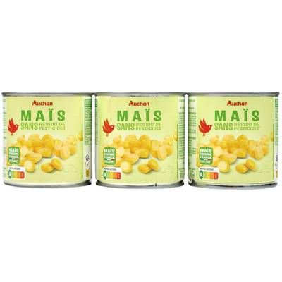 Auchan Maïs sans résidu de pesticides, 3x285g