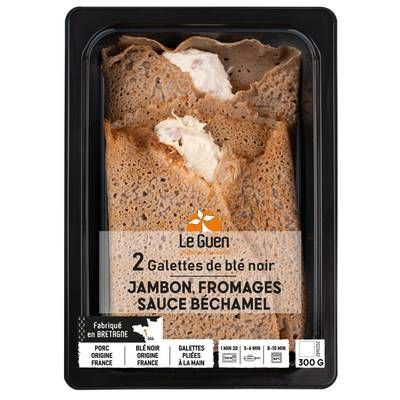 LeGuen Galettes de Blé Noir Jambon, Fromages & Sauce Béchamel, 2x150g