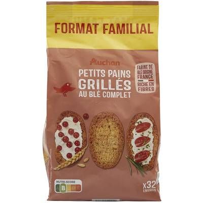 Auchan Petits pains grillés au blé complet, 400g