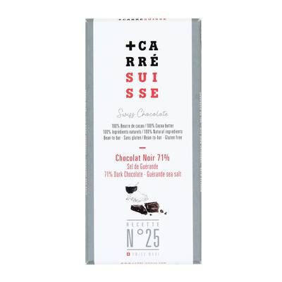 Carré Suisse Tablette Chocolat Noir 71% et Sel de Guérande, 100g