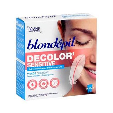 Blondepil Crème Douce Peau Sensible Visage et Corps, 2x25ml