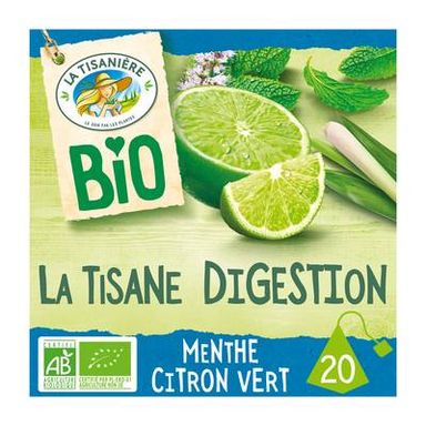 La Tisanière Infusion Digestion Bio Menthe Citron Vert, 20 sachets