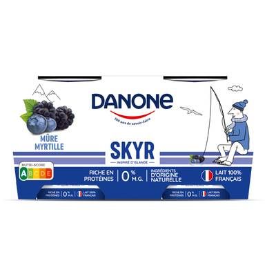 Les Danone Du Monde Skyr mûre myrtille 0%mg, 2x140g