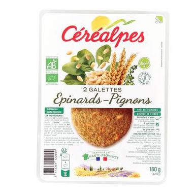 Céréalpes Galettes Epinards, Pignons Bio, 2x90g