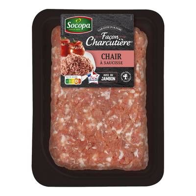 Socopa Chair à Saucisse Façon Charcutière avec du Jambon, 500g