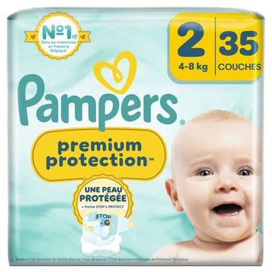 Pampers Premium protection Couches Bébés Prenium Protection 4-8kg T2, 35 couches