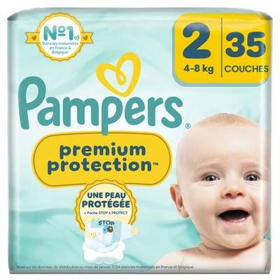 Pampers Premium protection Couches Bébés Prenium Protection 4-8kg T2, 35 couches