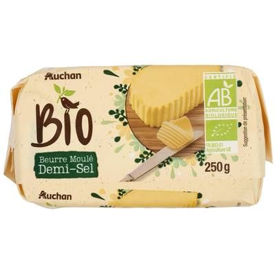 Auchan BIO Beurre Bio moulé demi-sel, 250g
