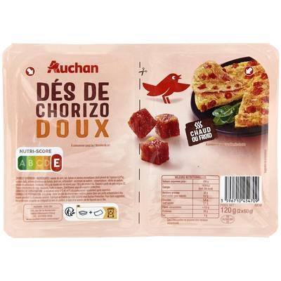 Auchan Dés de Chorizo Doux, 2x60g