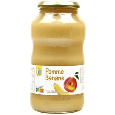 Pouce Compote de pomme et banane allégée en sucre en bocal, 720g