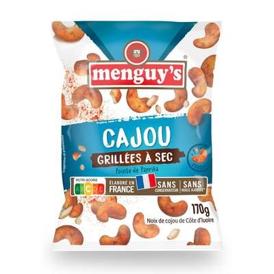 Menguy's Noix de cajou grillé à sec et pointe de paprika, 170g
