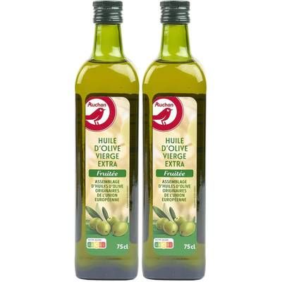 Auchan Huile d'Olive Vierge Extra Fruitée, Lot de 2x75cl