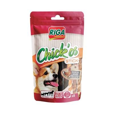 Riga Chick'Os Sticks au Poulet - Friandise Récompense pour chien x8, 80g