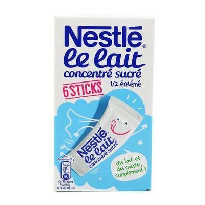 Nestlé Lait concentré sucré 1/2 écrémé en stick, 6x30g