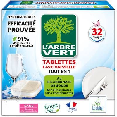 L'arbre Vert Tablette lave vaisselle efficaces Tout en 1, 32 tablettes
