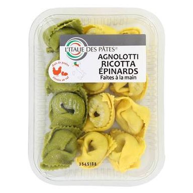 L'Italie des Pâtes Agnolotti Ricotta et Epinards, 250g