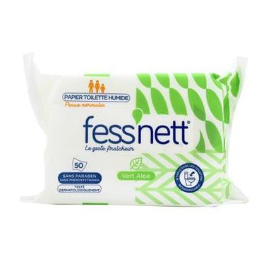Fess'Nett Lingette papier toilette pour peaux normales, 50 lingettes