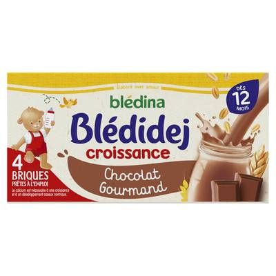 Blédina - Blédi'dej Céréales Lactées Chocolat Brique Bébé Dès 12 mois, 4x25cl