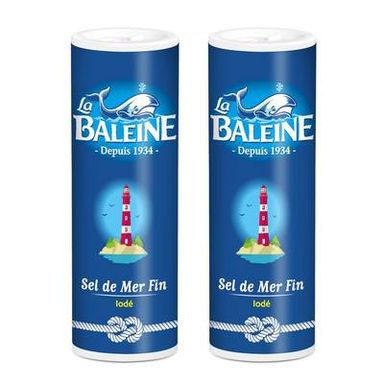 La Baleine Sel de Mer Fin Iodé, Lot de 2x250g