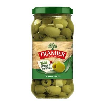 Tramier Olives Vertes Dénoyautées Zero Résidus de Pesticides, 160g