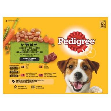 Pedigree Sachets en Sauce Sélection Mixte Légumes 4 Variétés pour Chien Adulte, 12x100g