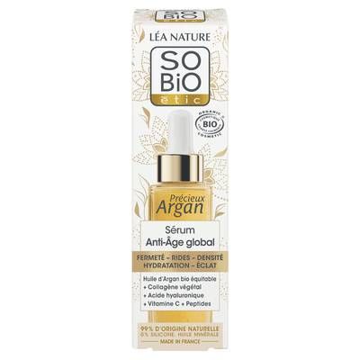 SO'BIO ETIC Soin Visage Sérum Anti-Age Global Précieux Argan, 30ml