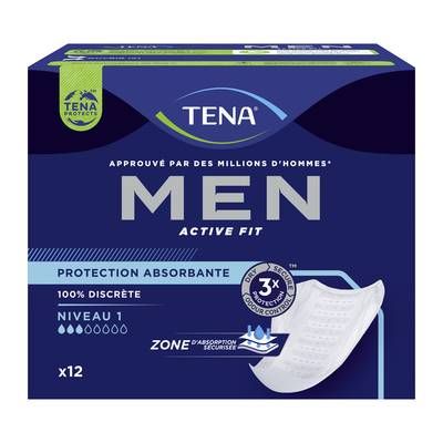 Tena Men Protections Fuites Urinaires Homme Niveau 1, 12 protections