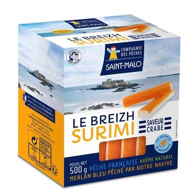 Compagnie Des Pêches Saint Malo Breizh Surimi Saveur Crabe, 30 bâtonnets - 500g