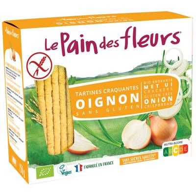 Le pain des fleurs Tartines Craquantes Apéritif  Bio à l'Oignon, 150g