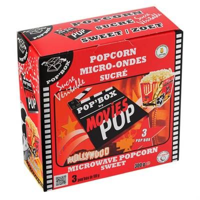Movies Pop Pop Corn Sucré, 3x100g