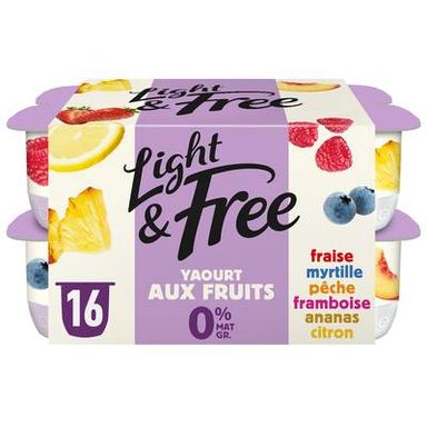Light&Free Yaourts Panachés 0%, 16X125g