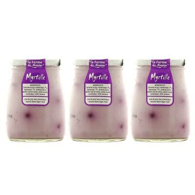 La Ferme du manège Yaourt Myrtille au lait entier, Lot de 3x180g
