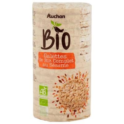 Auchan BIO Galettes de riz complet au sésame bio, 130g