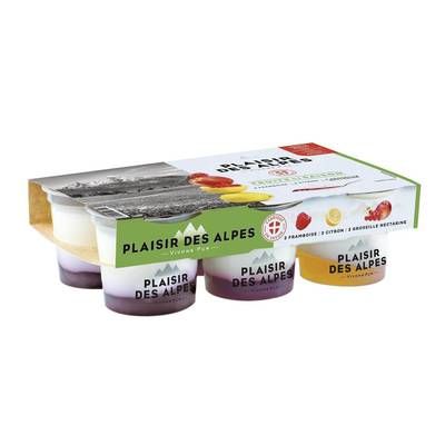 Plaisir des Alpes Yaourts sur lit de fruits, 6x125g