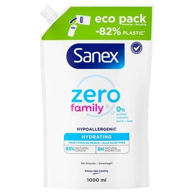 Sanex Gel douche Hydratant Hypoallergénique Family recharge, 1L