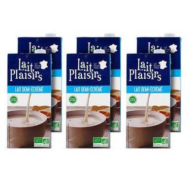 Lait Plaisirs Lait demi-écrémé UHT bio, 6x1l