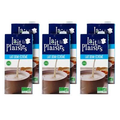 Lait Plaisirs Lait demi-écrémé UHT bio, 6x1l