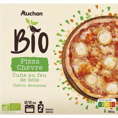Auchan BIO Pizza chèvre bio cuite au feu de bois, 360g